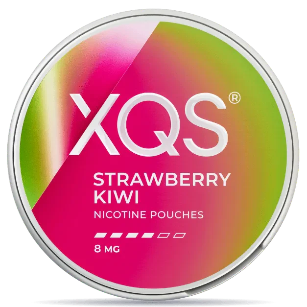 XQS Strawberry Kiwi nicotine pouches can 8mg strength sweet tropical fruit flavor