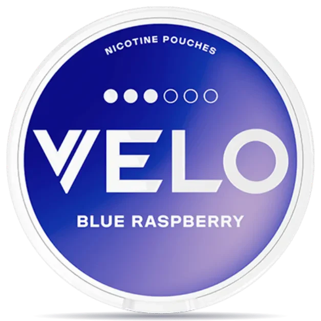 VELO Blue Raspberry Slim nicotine pouches can with blue raspberry flavor, and 8 mg of nicotine per pouch