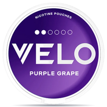 VELO Purple Grape 6mg nicotine pouches in round can with grape flavor
