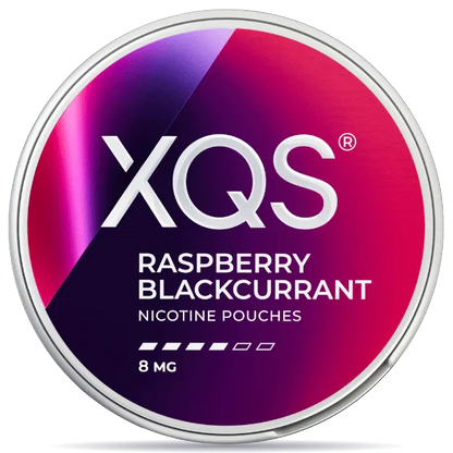 XQS Raspberry Blackcurrant nicotine pouches can 8mg strength fruity berry flavor